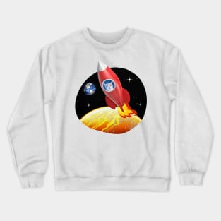 Cat in Rocket 4 (Orange Kitty) Crewneck Sweatshirt